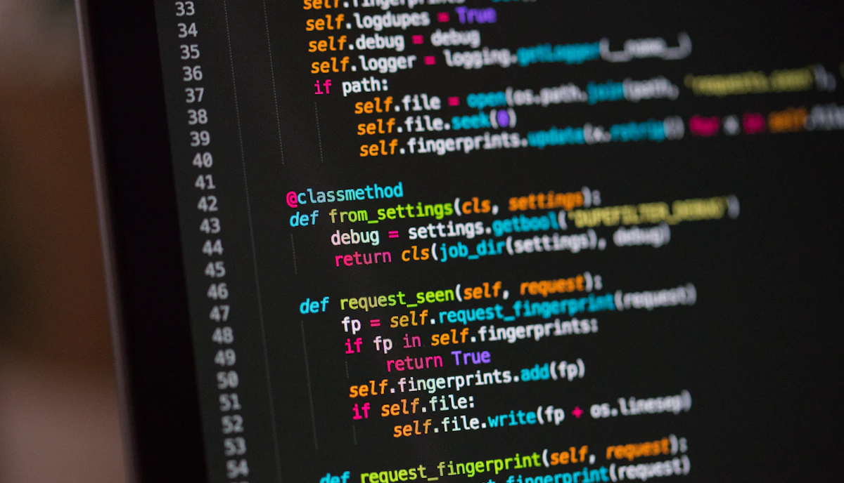 Colour-highlighted Python code on a monitor